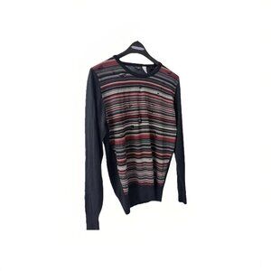 Paul Smith Distressed Long Sleeve Striped Sweater